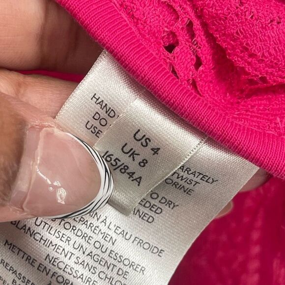 Maeve By Anthropologie Women’s Pink Open Lace Slim Button Down Blouse Top Size 4 - Picture 10 of 15